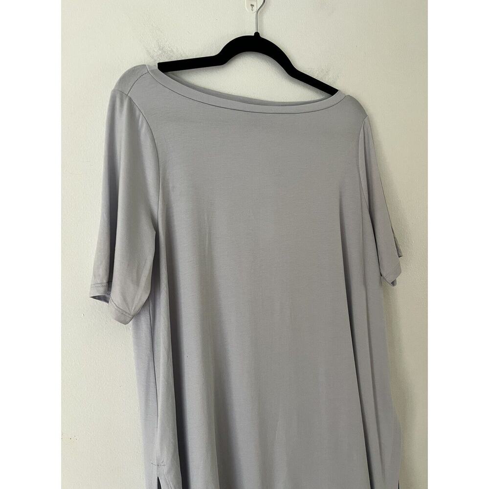 NWT Eileen Fisher Sky Blue Short Sleeve Boat Neck Tencel Tunic Top Size Medium - Picture 3 of 6